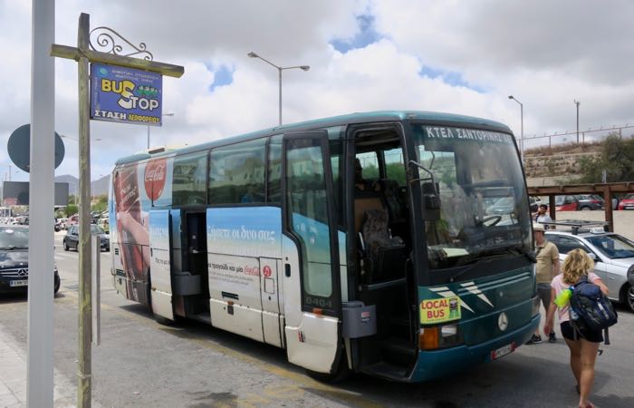Bus at Santorini airport.