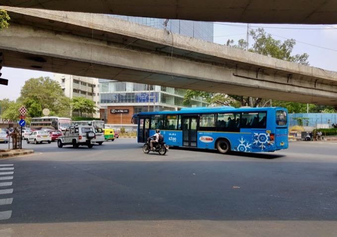 One can catch the blue airport express buses at the Richmond Circle nearby.