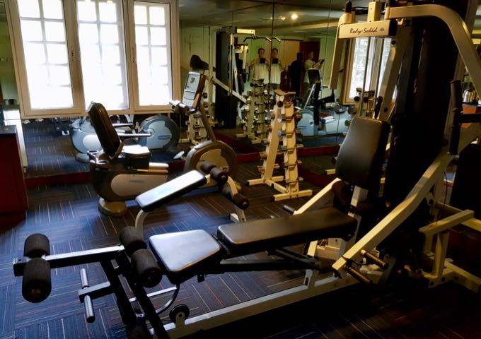 The hotel gym is fairly large and well-equipped.