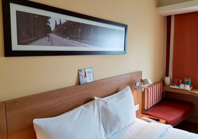 The chic design and decor contrasts with the photos of old Bangalore in all the rooms.