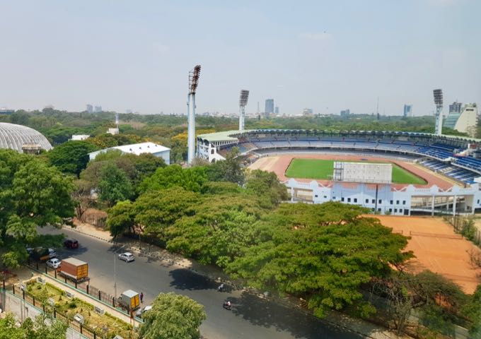 Some rooms look out over the cricket stadium across the road.
