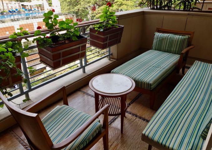 Suites come with large, well-furnished balconies.