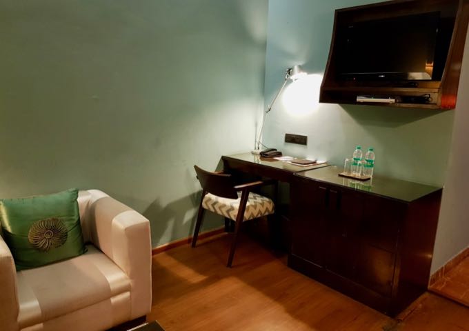 The spacious rooms come with fairly large seating areas and desks.