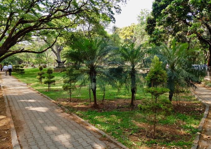 The large Cubbon Park is opposite the hotel.
