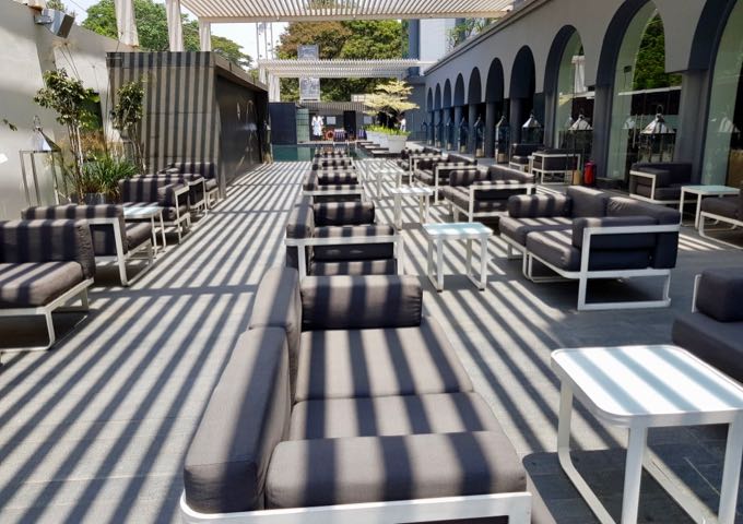 The Whiskey Bar offers outdoor seating on a patio by the pool.