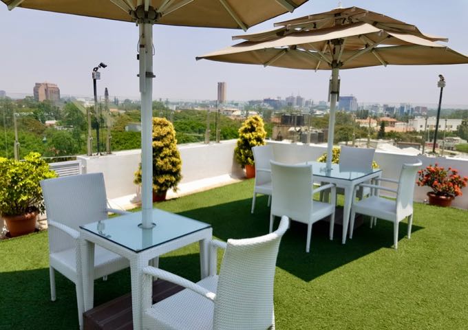 The rooftop terrace offers good views and breezes.