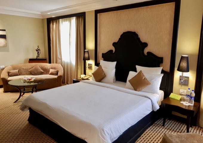 The suites feature modern art and old-style furniture.