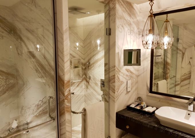 The marble bathrooms are just as elegant.