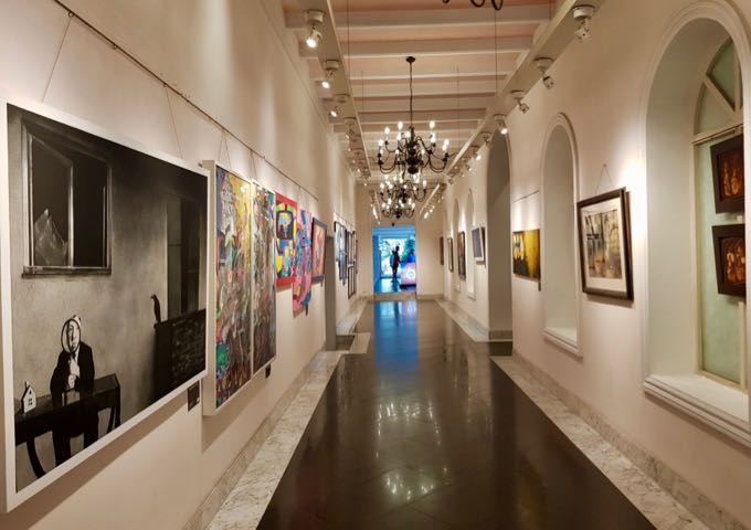 One of the main corridors hosts several art pieces by local artists.