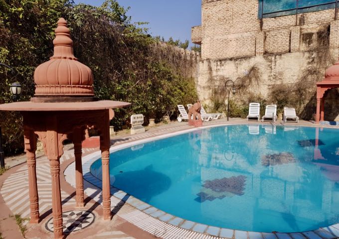 The pool is large enough for the small number of guests.