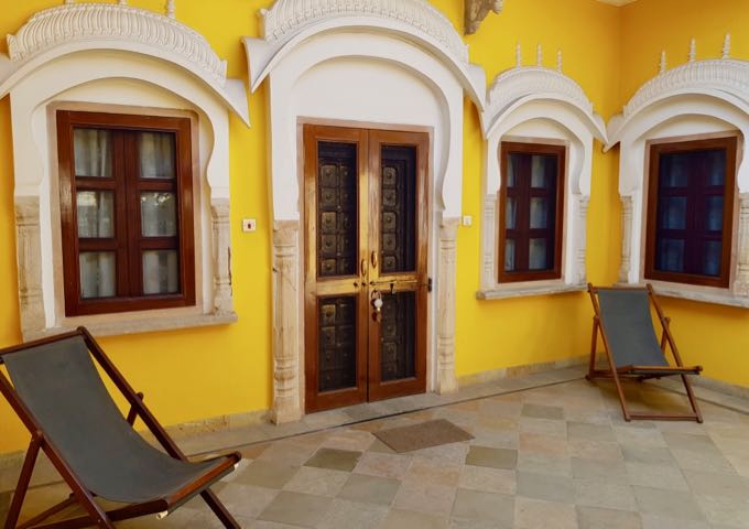 Some sections of the guesthouse are brightly colored.