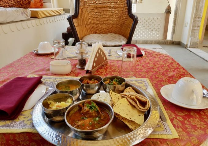 The guesthouse is known for its generous thalis.