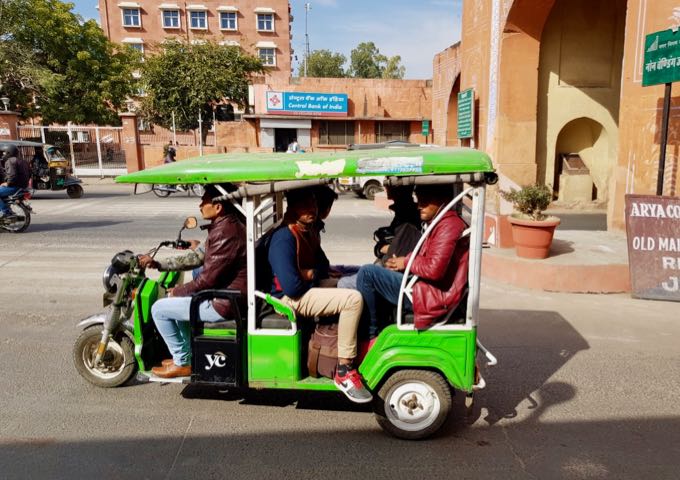 Jaipur features electric auto-rickshaws.