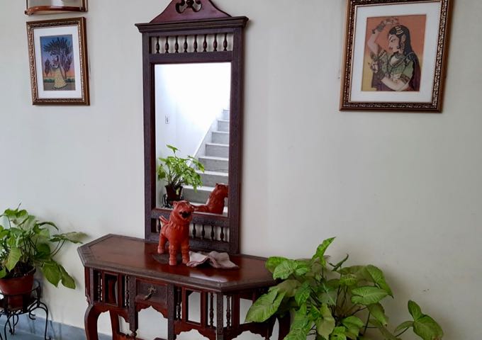 The guesthouse is decorated nicely with traditional works.