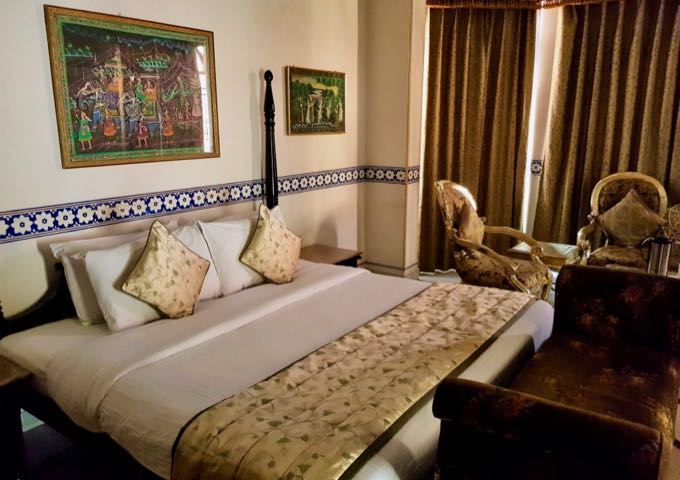 The spacious rooms feature old-fashioned furnishings.