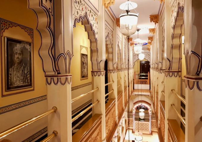 Marble corridors and terraces lead to the rooms.