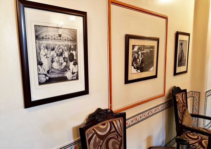 Room walls are lines with fascinating old photos and prints.
