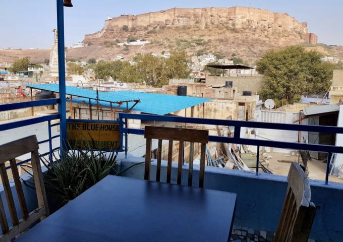 The rooftop cafe offers views of the entire width of the fort.