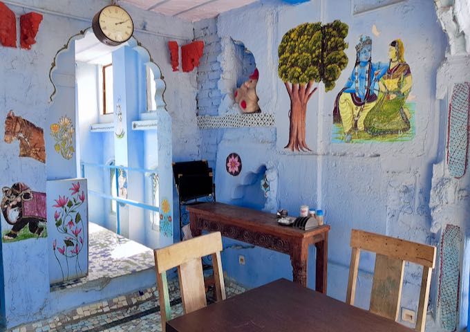 The guesthouse features old hand-painted walls.