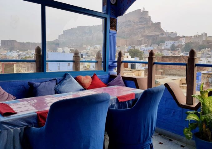 Raji Mandir close by is a great place to enjoy meals, beers, and fort views.