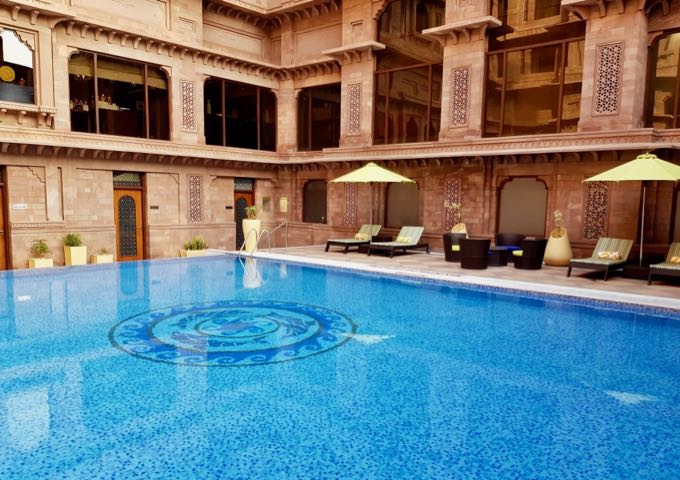 The large pool is inviting but not private.