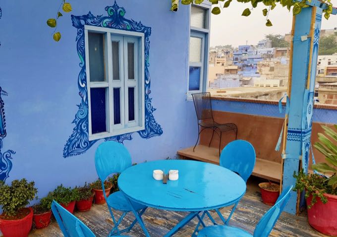 The rooftop room has a cute Greek-island vibe.