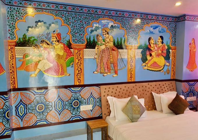 The rooftop room has a typical Rajasthani decor.