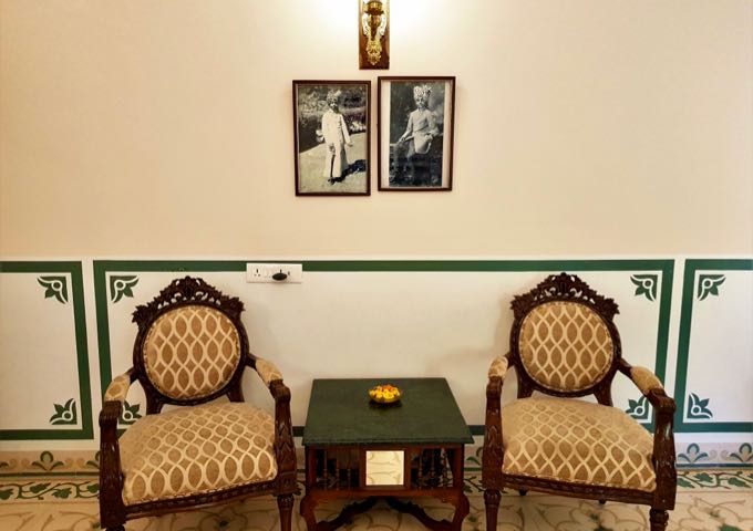 Pictures of Indian nobility adorn the walls.
