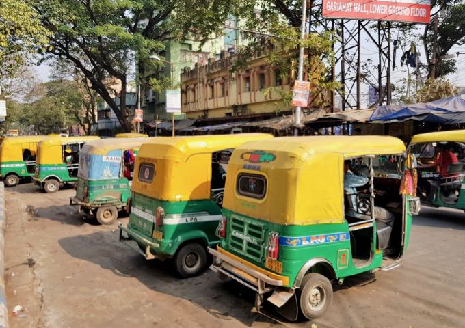 Auto-rickshaws are convenient for trips to the city center.