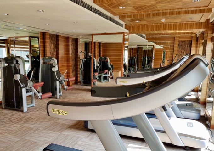 The large fitness center is by the pool.