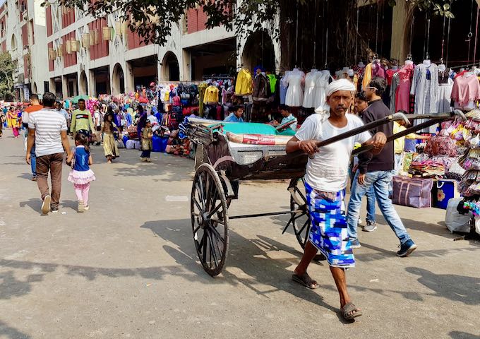 Human rickshaws still operate in the market area near the hotel.