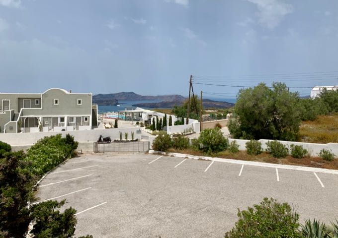 Parking lot of Boutari WInery in Santorini