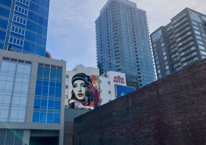 Shepard Fairey original mural at the State Hotel in Seattle