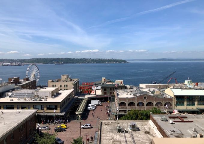 View of Pike Place Market from the State Hotel's 8th floor terrace