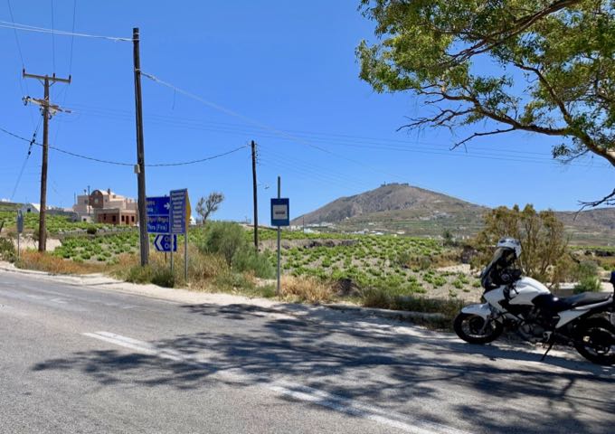 Bus stop sign on the FIra-Perissa route in Santorini