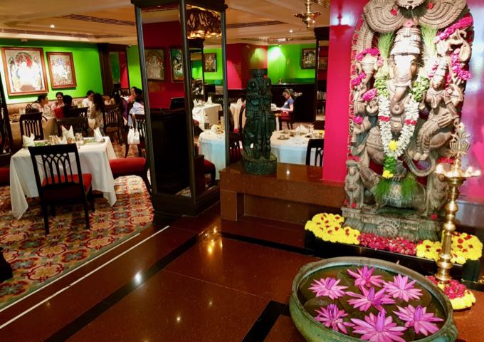 Dakshin restaurant offers south Indian cuisine, decor, and music.