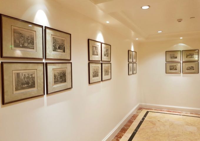 Photos of old India adorn the hotel walls.
