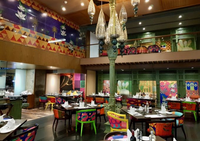 J. Hind restaurant has a colorful and appealing decor.