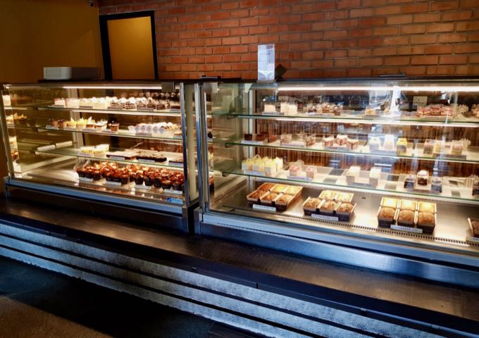 Cakewalk near Domino's sells coffee and cakes.