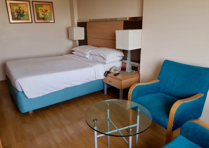 The spacious rooms even feature small seating areas.