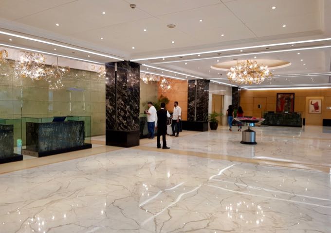 The lobby is lavish and elegant.
