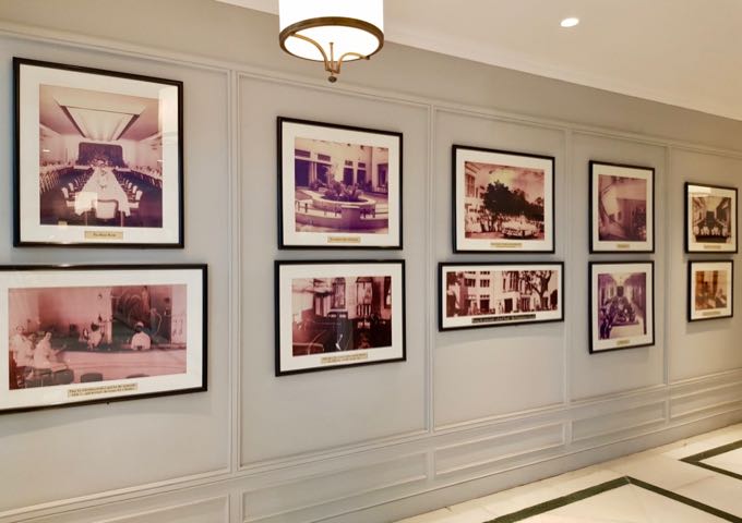 The hotel proudly promotes its history via photos all over.