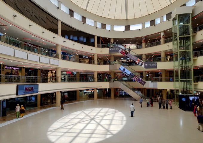 The large mall offers several places to eat, drink, and shop.