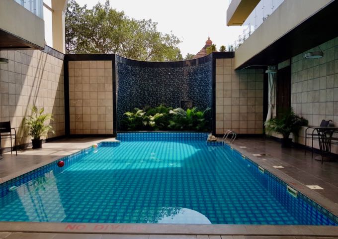 The pool is small and completely shaded.