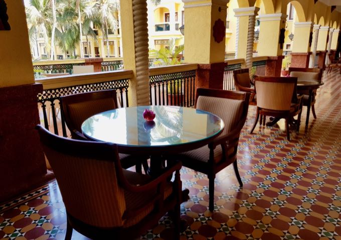 The lobby offers a pleasant dining area.