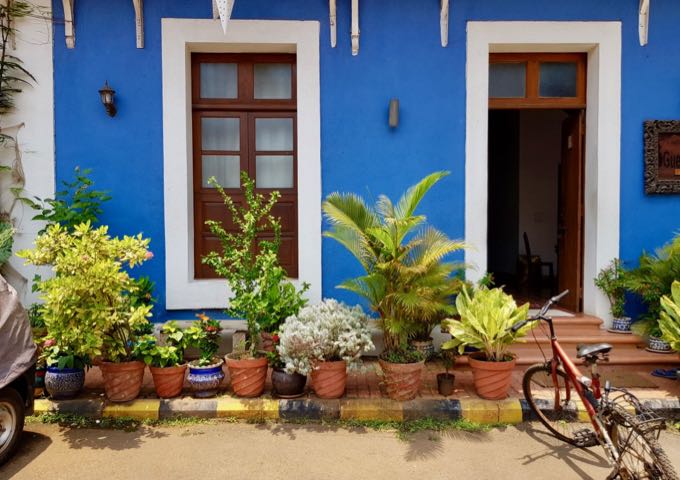 The guesthouse sports a brightly-painted exterior.