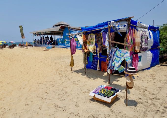 A few stalls sell beach gear.