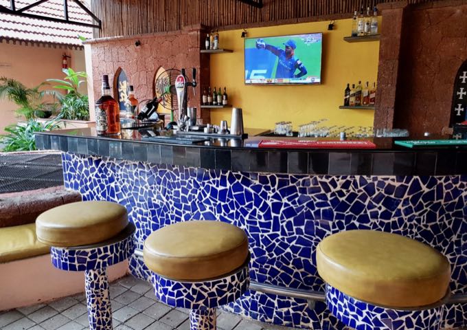 The colorful Mango Bar is located by the pool.
