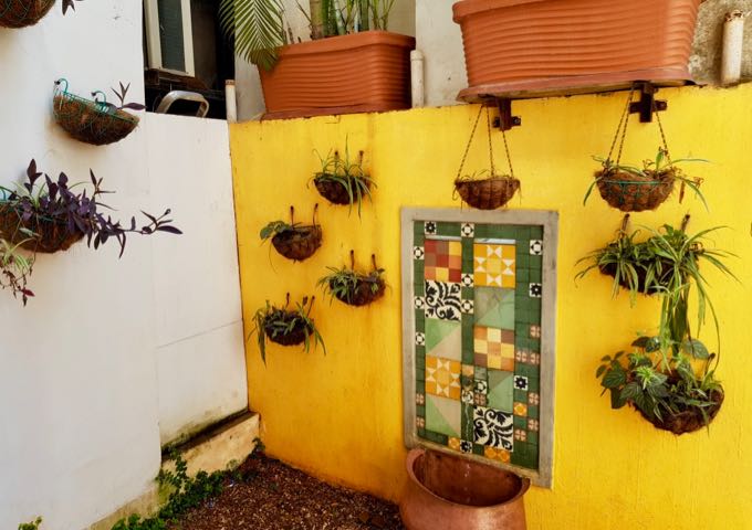 There is a tiny courtyard outside the reception area.