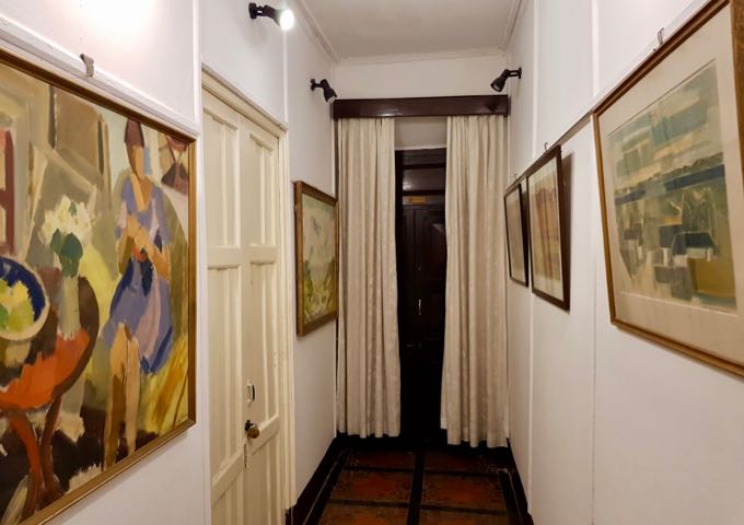 Contemporary art adorns the corridors in all the buildings.